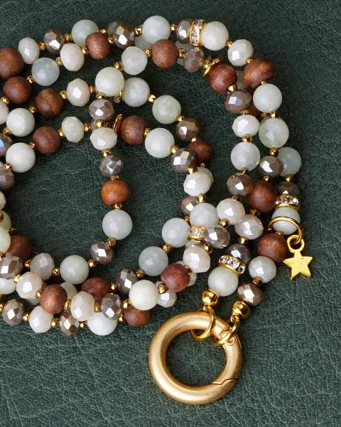 Seren 88 GoldShiny, lange Edelstein Wechselkette